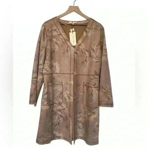 New with Tag SOLITAIRE Anthropologie Vegan Suede Floral Dusty Rose Jacket Duster